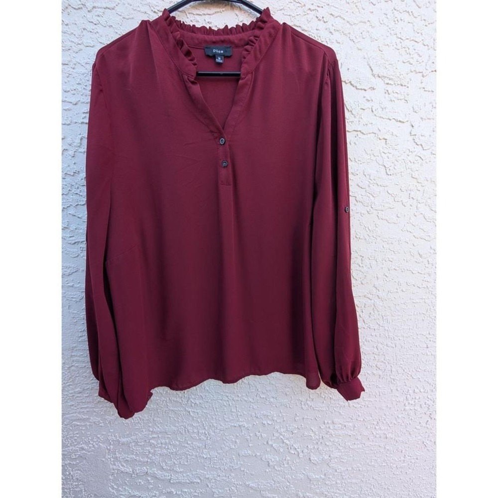 Maroon 1X Long‎ Sleeve Blouse